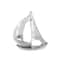 Set of 3 Silver Aluminum Coastal Sail Boat Sculpture, 12", 8", 7"